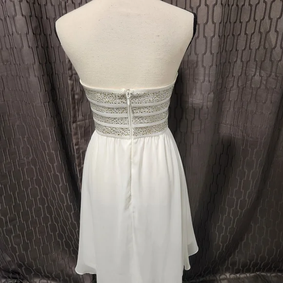 WOW Couture Strapless White and Silver Dress - Picture 4 of 6